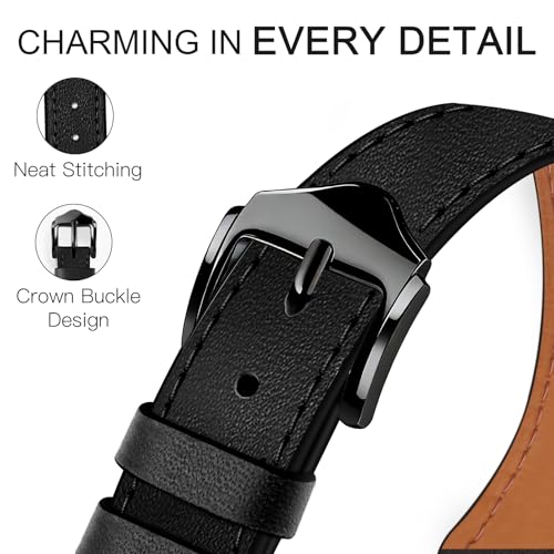 Image of JR.DM Slim Leather Bands Compatible with Apple Watch Band 38mm 40mm 41mm 42mm 44mm 45mm 46mm 49mm, Genuine Leather Band with Charms, Feminine Design for Iwatch Ultra SE Series 11 10 9 8 7 6 5 4 3 2 1