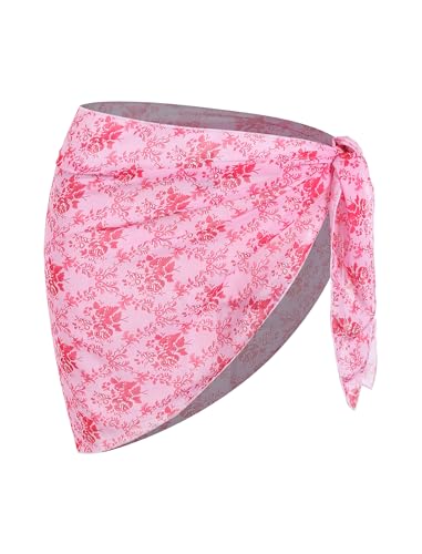 Image of ZAFUL Sarong Coverups for Women Beach Vacation Fishnet See Thru Tie Side Bathing Suit Cover Up Mini Skirt
