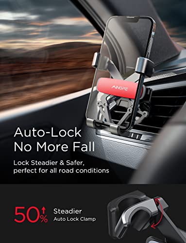 Image of AINOPE Car Phone Holder Mount 2024 Upgraded Gravity Car Phone Mount with Newest Air Vent Clip Auto Lock Hands Free Cell Phone Holder Mount for Car Compatible for iPhone 15 Pro Max & All Phones Red