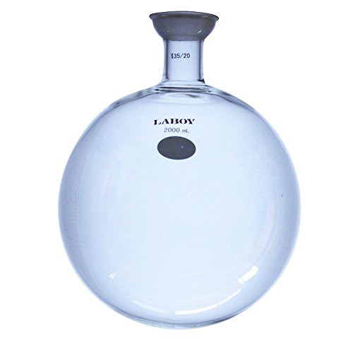 Laboy Glass 2000mL Single Neck Round Bottom Boiling Flask, Heavy Wall Borosilicate 3.3 with 35/20 Ball Joint, Heating/Reaction/Receiving Flask for Organic Chemistry