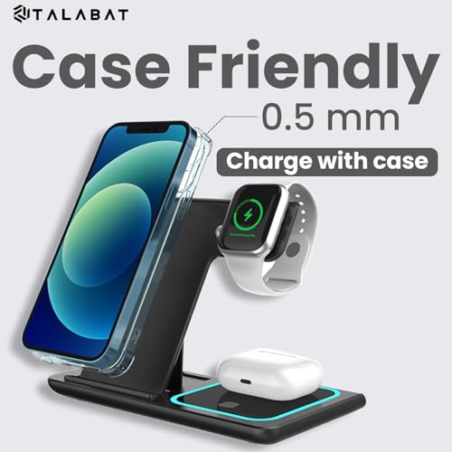 Image of 3-in-1 Wireless Charger, 25W Magnetic Mag-Safe - Compatible with iPhone 15 /15 Plus /15 Pro /15 Pro Max, iPhone 14 /14 Pro /14 Pro Max,13 /12, AirPods 3rd /2nd Gen, Apple Watch Series -(Black)