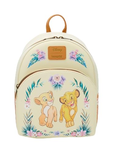 Hot Topic Loungefly Disney The Lion King Simba & Nala Floral Mini Backpack, Brown