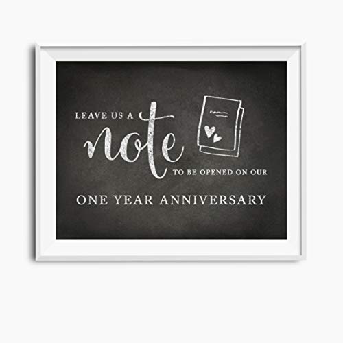 Andaz Press Wedding Party Signs, Vintage Chalkboard Print, 8.5x11-inch, Time Capsule Leave Us A Note to Be Opened On Our One Year Anniversary Sign, 1-Pack, Unframed