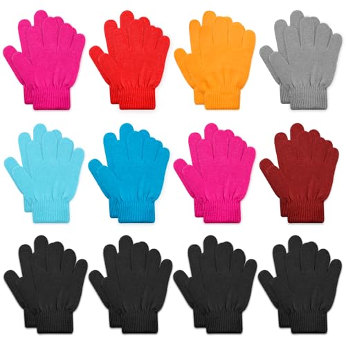 Image of ONESING 12 Pairs Kids Gloves - Warm Knitted Winter Gloves Bulk for Girls Boys | Children Gloves Designed for Cold Weather