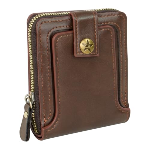 Image of Storite Men's Genuine Leather RFID Blocking Wallet - Zip Around Bifold Design with 11 Card Slots, ID Window & 2 Bill Compartments - Brown (Brown)