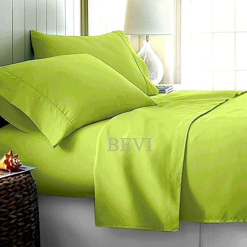 Image of BEVI Bedsheet for Double Bed 300 TC Flat Bedsheet with 2 Pillow Covers Size-(90 inchx95 inch) Neon Green