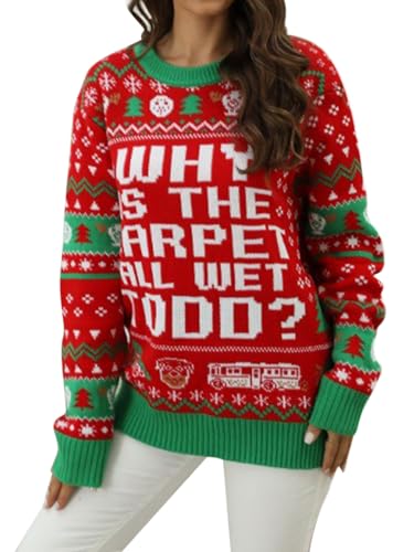Women's Ugly Christmas Sweaters Warm Knitted Christmas Sweaters Crew Neck Holiday Pullovers Funny Xmas Tops3
