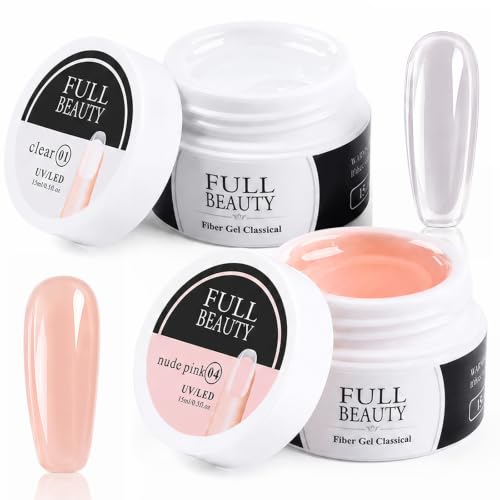 2Pcs x 15 Ml Gel Construction Ongle UV, Gel Ongle, Base Gels UV Ongles pour Nail Art, Non-Stick Gels 3D Ongles pour Extension Décoration et Répare Nail Art...