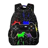 HKHEHOP Video Game Joystick Splash Cool Backpack For School Laptop Bags Bookbag Big Casual Daypack For Student Girls Boys Kids Teens Travel Sports Work