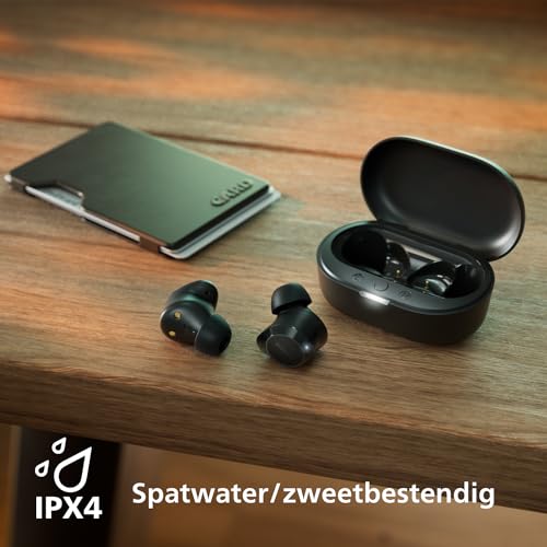 Philips TAT1209BK True Wireless In Ear Bluetooth Headphones - Kleine oordopjes, Geweldige kwaliteit, Natuurlijk geluid met dynamische bass, Duidelijke gesprekken en Kleine oplaadhoes - Zwart - Afbeelding 6