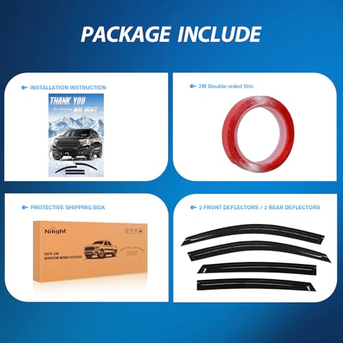 Image of Nilight Tape-On Window Visors for Honda Accord 2018-2023, 4PCS