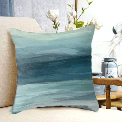 FJTP Seafoam Green Mint Navy Blue Abstract Ocean Art Painting Flax Cotton Hidden Zipper Throw Pillow Covers 16x16 in (Two Sides) FJTP Seafoam Green Mint Navy Blue Abstract Ocean Art Painting Flax Cotton Hidden Zipper Throw Pillow Covers 16x16 in (Two Sides)