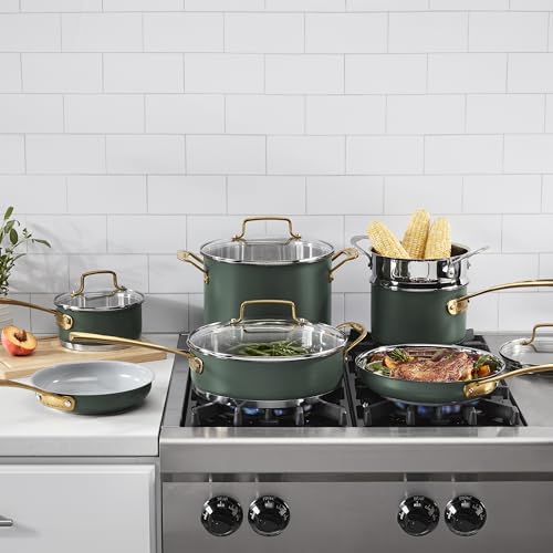 Image of Cuisinart Cookware Set, 11 Piece Stainless Steel Cookware Pots and Pans, Home and Kitchen Durable Stainless Steel for Everyday Cooking, Matte Thyme, MT89G-11