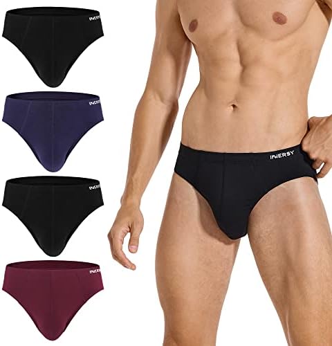 INNERSY Slip Herren Weich Unterhosen Männer Atmungsaktiv Unterwäsche 4 Pack | Baumwolle Viskose Herrenslip, Bequeme Pants für den Alltag, Midi Briefs mit Stoffbezogener Bund, Train
