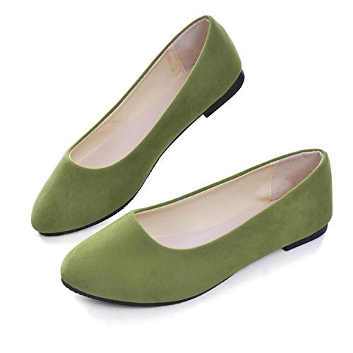Dear Time Women Flat Shoes Comfortable Slip on Pointed Toe Ballet Flats US 6.5 Army Green
