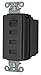 Bryant Electric USBB4BK Charger 4 Port Outlet, Four USB Type 2.0 Ports, 5-Amp, 5V DC, Decorator Style, Black