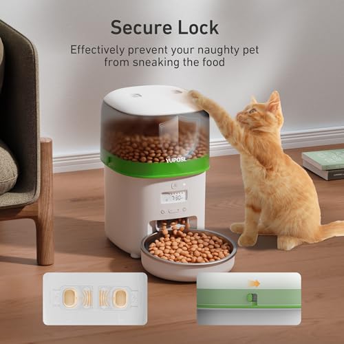 Image of Automatic Cat Feeder - 2L Cat Food Dispenser, Timed Auto Pet Feeder with 180-day Battery Life, 1-6 Meals Per Day, 1-16 Portion, Desiccant Bag Keeps Dry Food Fresh, Also for Small Dogs