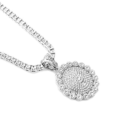 HH Bling Empire Mens Iced Out Hip Hop Gold Artificial Diamond Ankh Cross cz Tennis Chain 22 Inch (Silver-Tennis-Flower A)
