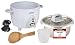 Produktbild KeMar Kitchenware KRC-100 Reiskocher Edelstahltopf | Kompakt (0,6L, 300W, Weiß) | Glasdeckel | BPA-frei | Bambuslöffel | Edelstahl Innentopf | Edelstahleinsatz | Edelstahlschüssel
