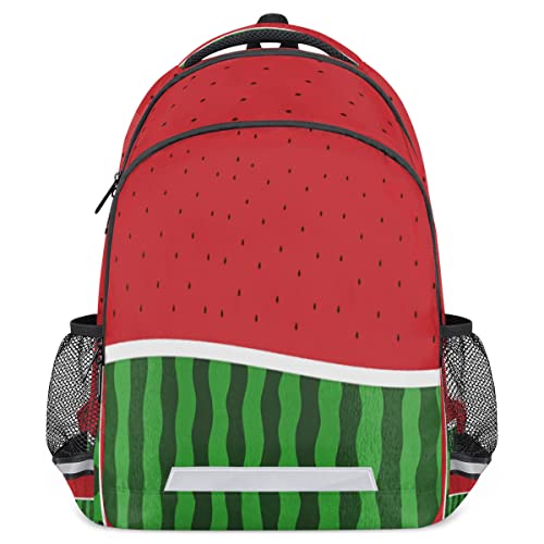 Mochila con estampado de frutas y sandía con tira reflectante, mochila ligera roja y verde, bolsa de viaje casual para laptop, Patrón de frutas sandía, 11.6 ( L ) x 6.8 ( W ) x 16.7 ( H ) inches,