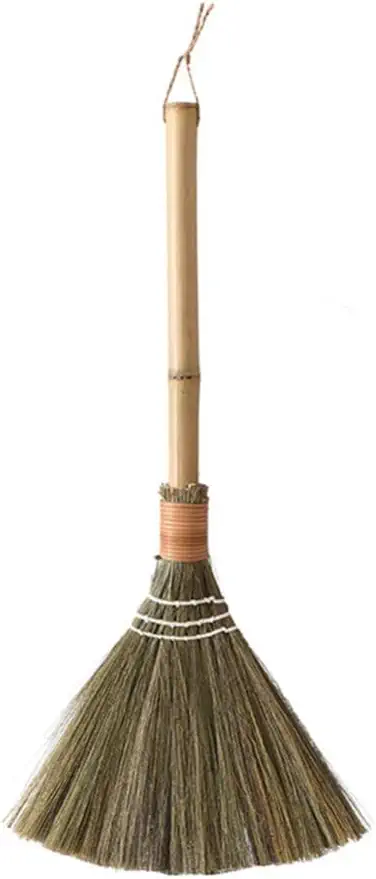 Healifty Natural Whisk Sweeping Hand Handle Broom Vietnamese Broom Straw Soft Broom Asian Thai Duster Broomstick Braided Small Broom for Cleaning Dustpan Wedding Broom