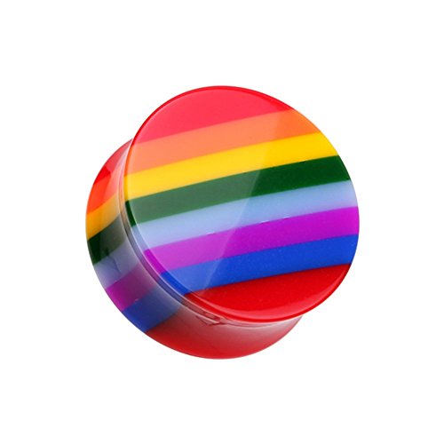 Covet Jewelry Rainbow Stripe Double Flared Ear Gauge Plug (0 GA (8mm))