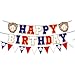Happy Birthday Banner for Baseball Birthday Decorations, Sports Theme Birthday Party Supplies, Baseball Pennant Bunting Party Supplies for Boys (Red White and Blue)
