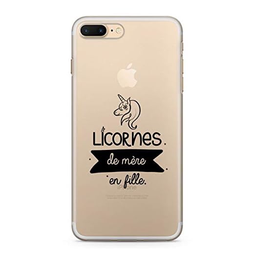 Zokko fodral iPhone 7 Plus Plus Unicorns från mor till dotter - iPhone 7 Plus storlek - mjukt genomskinligt bläck svart