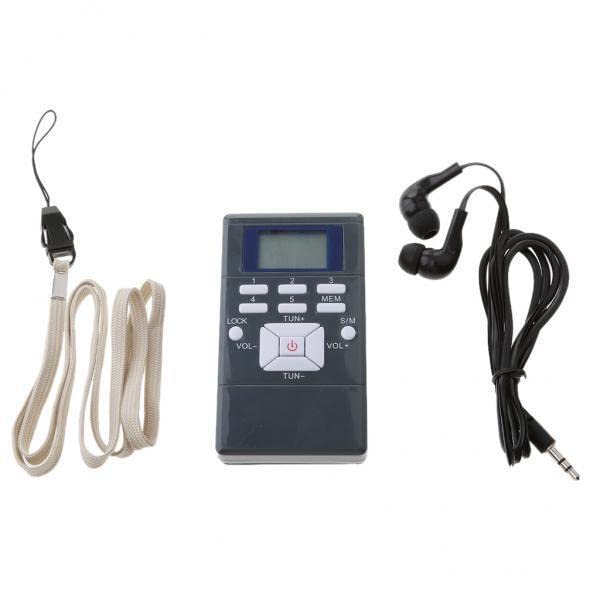 ujeavette 10xportable mini fm pocket radio with digital led display with earphone gray