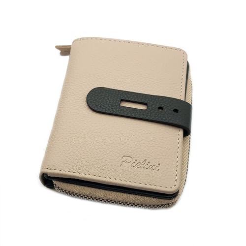 Pielini   Cartera de Piel para Mujer con Billetera y Monedero. Monedero Mujer de Gran Capacidad Modelo 4075 (Beige)