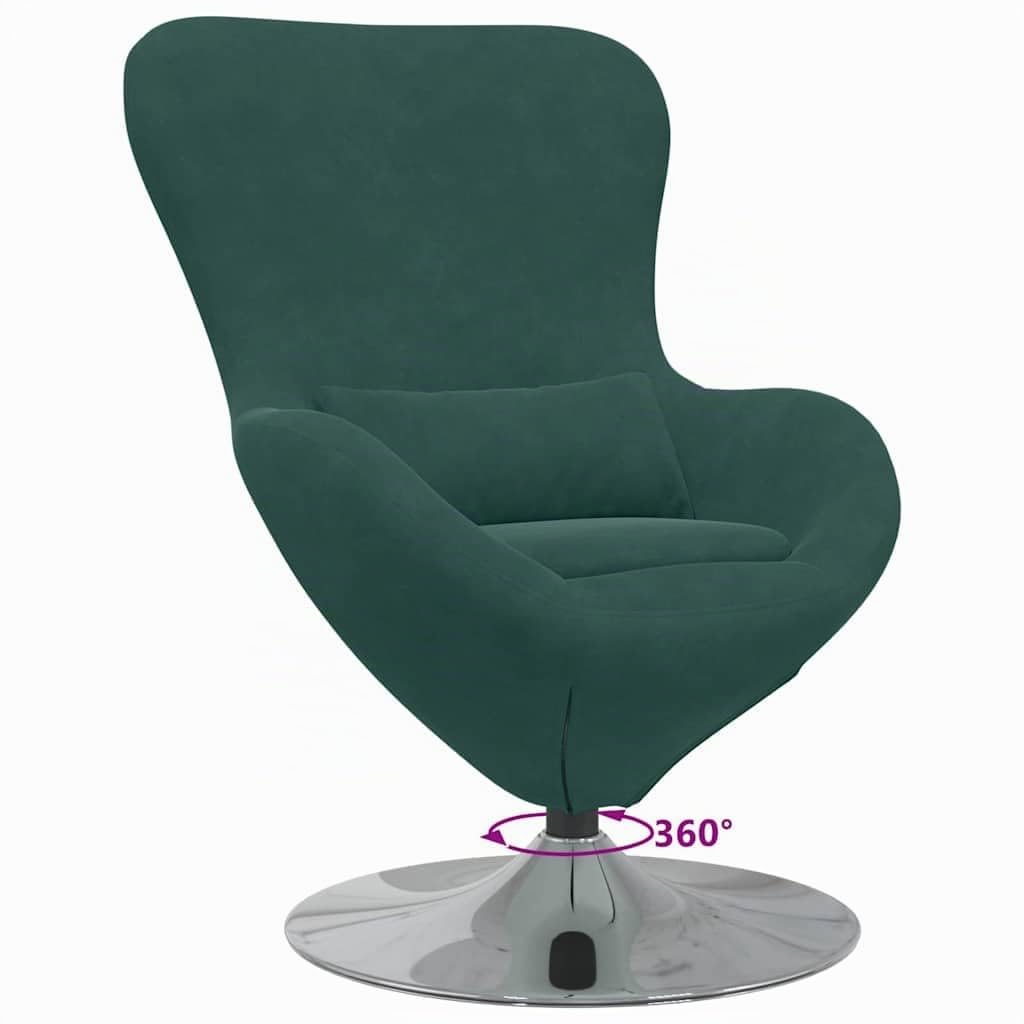 vidaXL Sillón Huevo Verde Oscuro Terciopelo | Ajusta como más te guste para estar cómodo, Mueve fácil en tu espacio, Un look moderno que combina con cualquier decoración