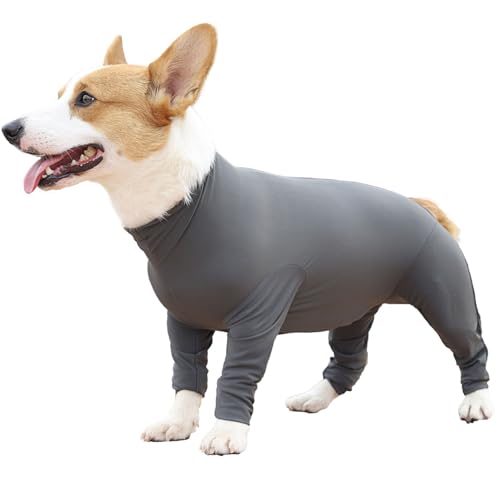 Image of Etdane Recovery Suit for Dogs Surgery Suit Female Spay Dog Surgical Recovery Suit Male Dog Onesie for Surgery Female Anti Licking Wounds Dog Shedding Suit Grey /Medium