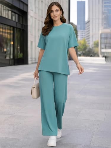Image of TYSORT Women Casual Summer co ords Set Track Suit Oversized Top Baggy Pant,Top and Pajama Set