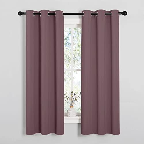 Image of NICETOWN Bedroom Curtain Panels Blackout Draperies, 1 Pair, 34 by 63 inches, Dry Rose, Thermal Insulated Solid Grommet Blackout Curtains /Drapes