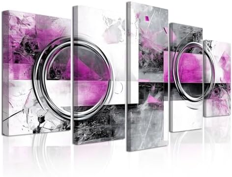 CXHOSTENT Pink Wall Decor Pink Gray Black Abstract Canvas Wall Ar...