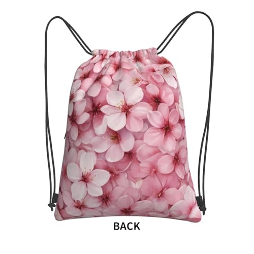 Cherry Blossom Petals Printing Drawstring Zipper Backpack For Hiking Camping Yoga - Convenient Daily Carry3