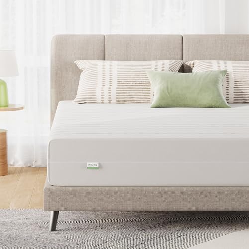 Novilla Queen Mattress, 12 Inch Foam Mattress in a Box, Bamboo Foam Mixed High Density Foam for a Peaceful Sleep, Pressure Relief, Balance Support,Queen Size Mattress,Reversible Mattress