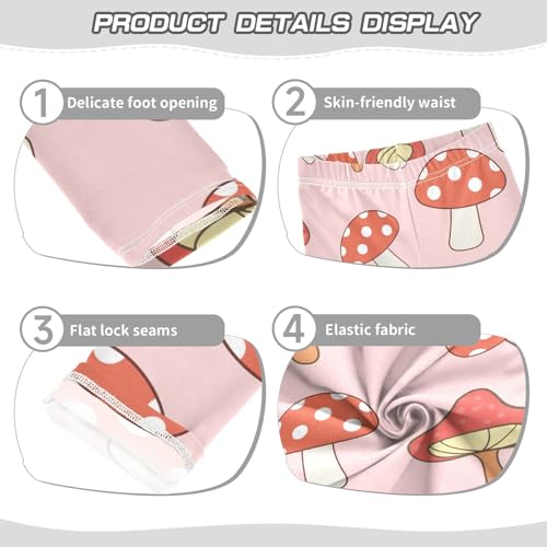 Mushroom Red Girls Leggings,Workout Leggings for Girls Toddler Athletic Legging Size for 3-10T3