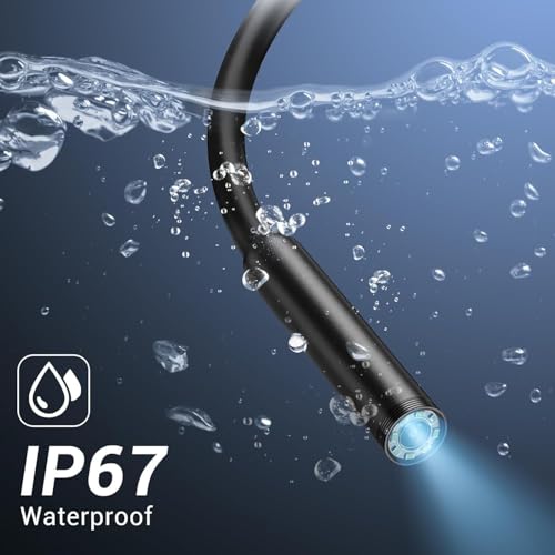 Image of 1920P HD Endoscopic Camera, Borescope with 8 Adjustable LED Lights, Inspection Camera with 5M Semi-Rigid Cable, IP67 Waterproof Endoscope for iPhone, iPad and Android Phones