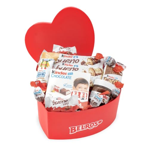 BELROS Variedade de chocolate. Inclui caixa em forma de coração. Dia dos Namorados especial. Ideia para presente romântico, Natal, ocasião especial. Ideal para casais, dia da mãe