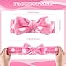 Wavyknot 50 Pcs Pink Spa Headband Bulk Spa Sleepover Party Supplies for Washing Face with Removable Bow Makeup Elastic Bowknot Headbands for Women Gifts Soft Skincare Microfiber Hairbands(Dots Style)