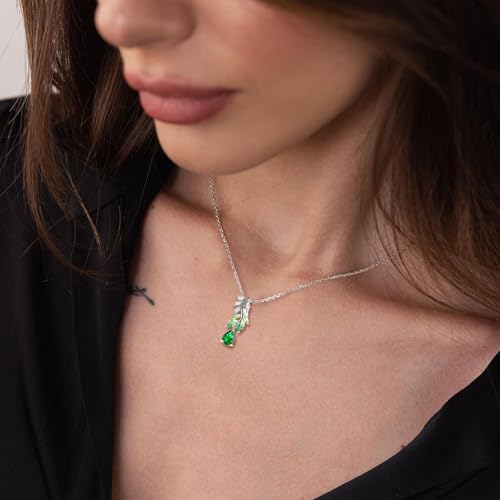 925 Sterling Silver Green Gemstone Pendant Necklace for Women Christmas Anniversary Birthday Gifts for Wife Girlfriend Elegant Style4