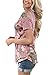 ZKESS Women Short Sleeve V-Neck Floral Printed Flower Blouse Casual Loose Tops T Shirt XLSize Pink
