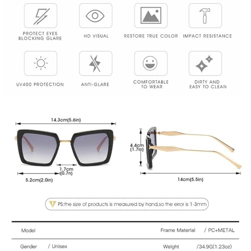 Lunettes de soleil carrées UV400 pour femme avec monture en métal simple - 7