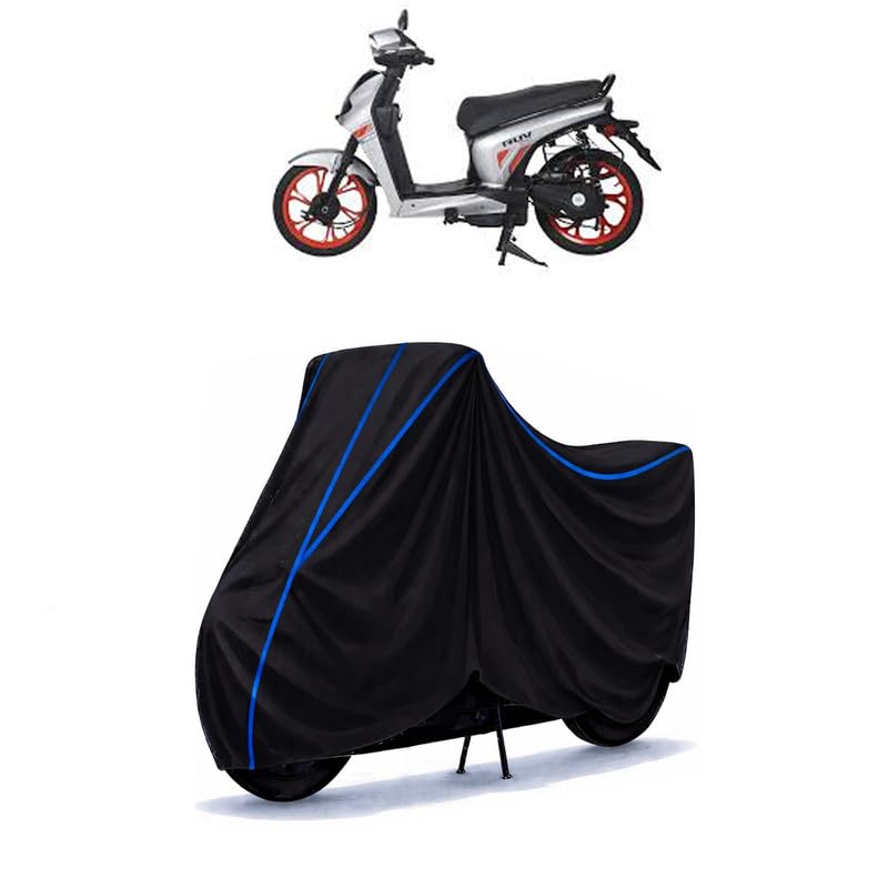 Image of Scooty Cover Water Resistant for RUV 350 | Universal Scooter & Bike Cover | Heavy Duty UV Dust, Rain & Scratch Protection | Elastic Fit All Weather Indoor Outdoor | Black with Blue Piping