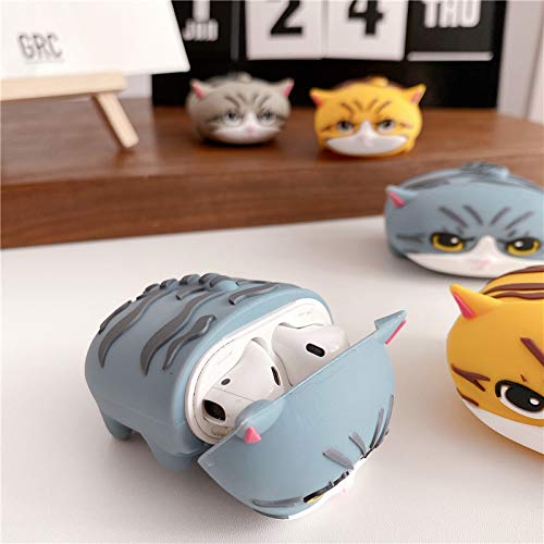Lewote Airpods Silicone Case Funny Cute Cover Compatible For Apple Airpods 1&2[Cute Pet Design][Best Gift For Girls Or Couples] (Cat Blue) #TOP1