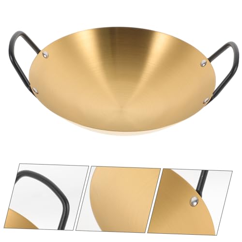 Wok de acero inoxidable con doble mango, antiadherente miniatura 3