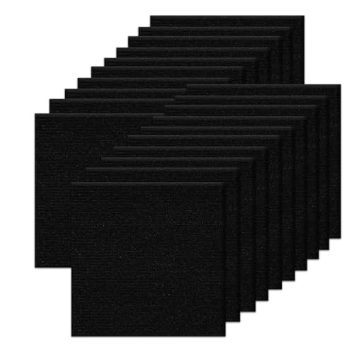 Orgthin Carpet Tiles Peel and Stick, Self Adhesive Carpet Floor Tile 30 x 30 cm, Black Soft Padded Flooring Sticker, Home Decor for Bedroom, Living Room, Office, 20 Tiles per Box, 1.8 sq m per Box
