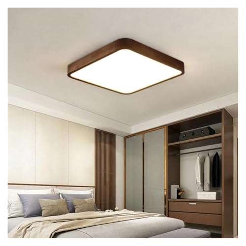 Plafonnier en bois massif Square 30x30cm dimmable pour chambre