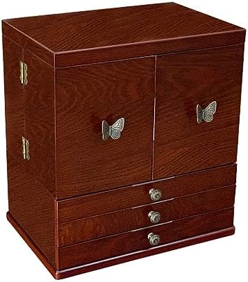 Jewelry Storage Box Large Capacity Wood Vintage Multi Layer Organizer Case Desktop Gift image 2